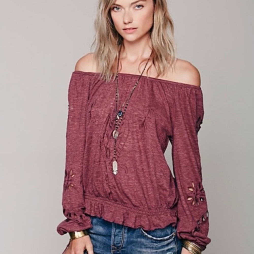 FREE PEOPLE | Jewel Eyelet Peasant Long Sleeve Top